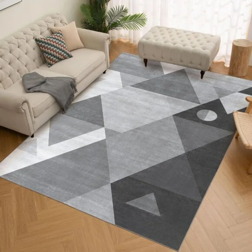 New 5x7 Grey Geometric Area Rug, Washable, Soft Non-Slip Modern Carpet for Home